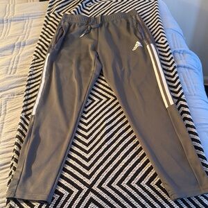 adidas Boys Gray Sweatpants with White Side Stripes